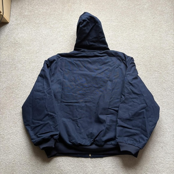 Carhartt Jacket Mens 4XL Dark Navy Loose Fit Duck Insulated Hooded Active 103940 - Picture 4 of 13